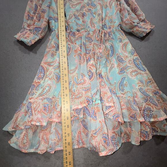 Sienna Sky Pastel Paisley Cinched Waist Ruffle Dress Small Soft Girl Feminine - Picture 6 of 8